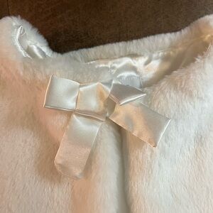 The Children's Place White Faux Fur Cape with Satin Ribbon